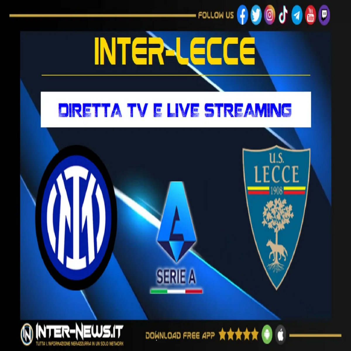 lecce inter dove si vede