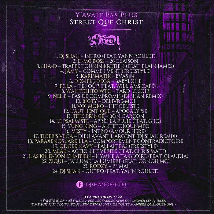 Pochette verso : Y’Avait Pas Plus Street Que Christ (Y2PSQC)