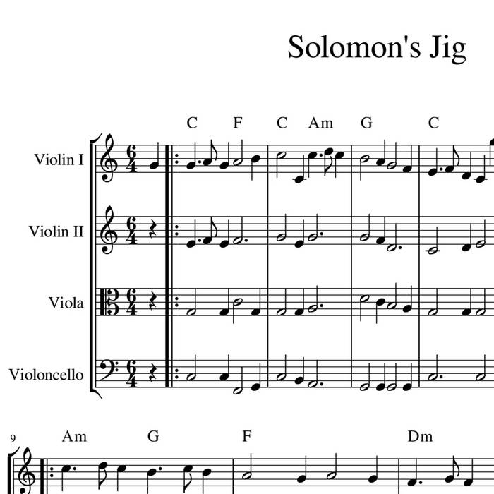 Solomon's Jig - Playford arrangement harmony sheet music | Celtic