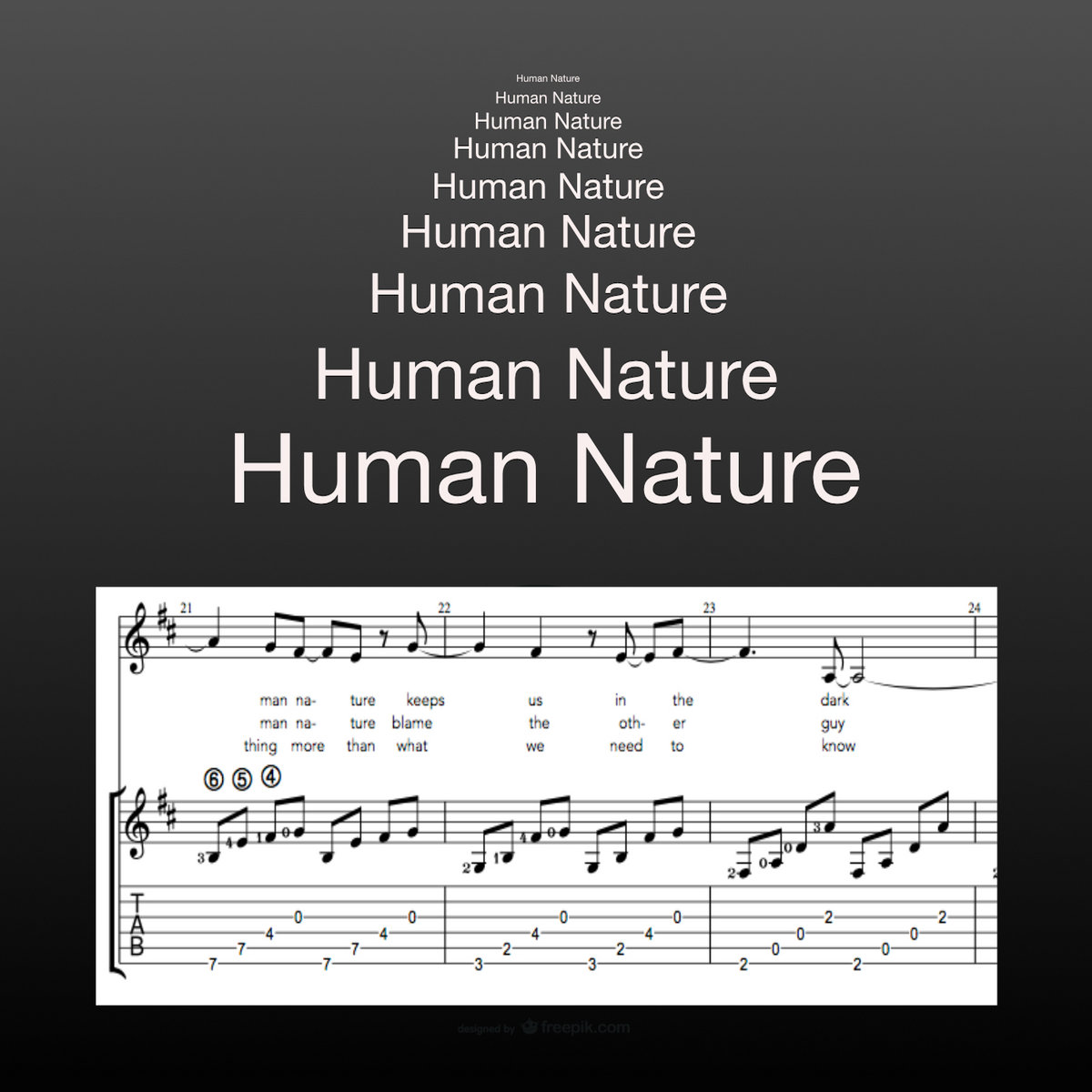 Human Nature + Songsheet TAB & Standard notation PDF | Simon Scardanelli