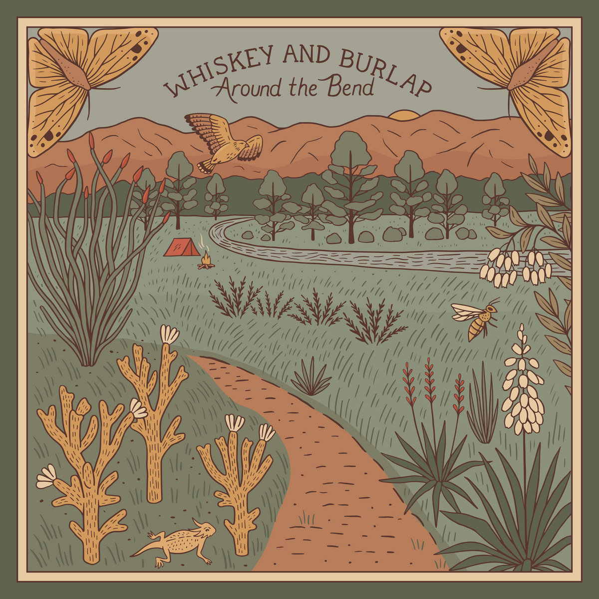 Around the Bend Whiskey Burlap