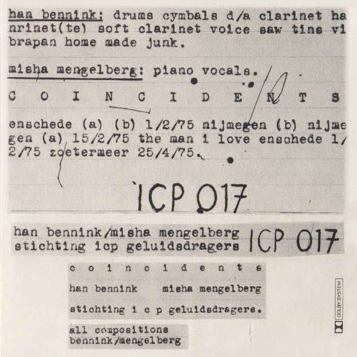 Coincidents I (ICP017, 1976) | Han Bennink & Misha