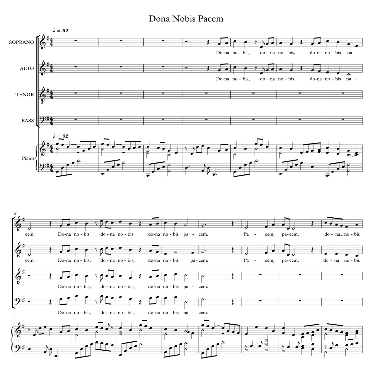 Dona Nobis Pacem Mary Lightfoot Choral Music Practice Files