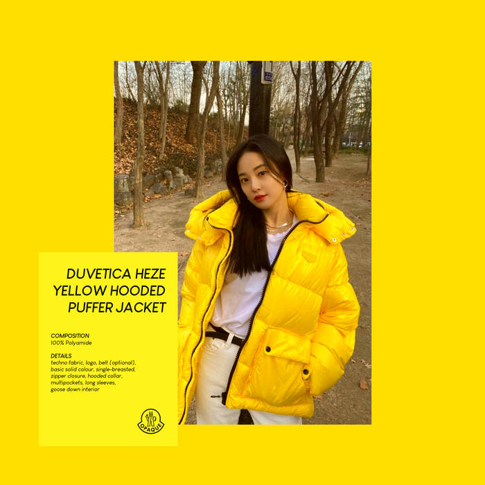 Duvetica Heze Yellow Hooded Puffer Jacket | opaque