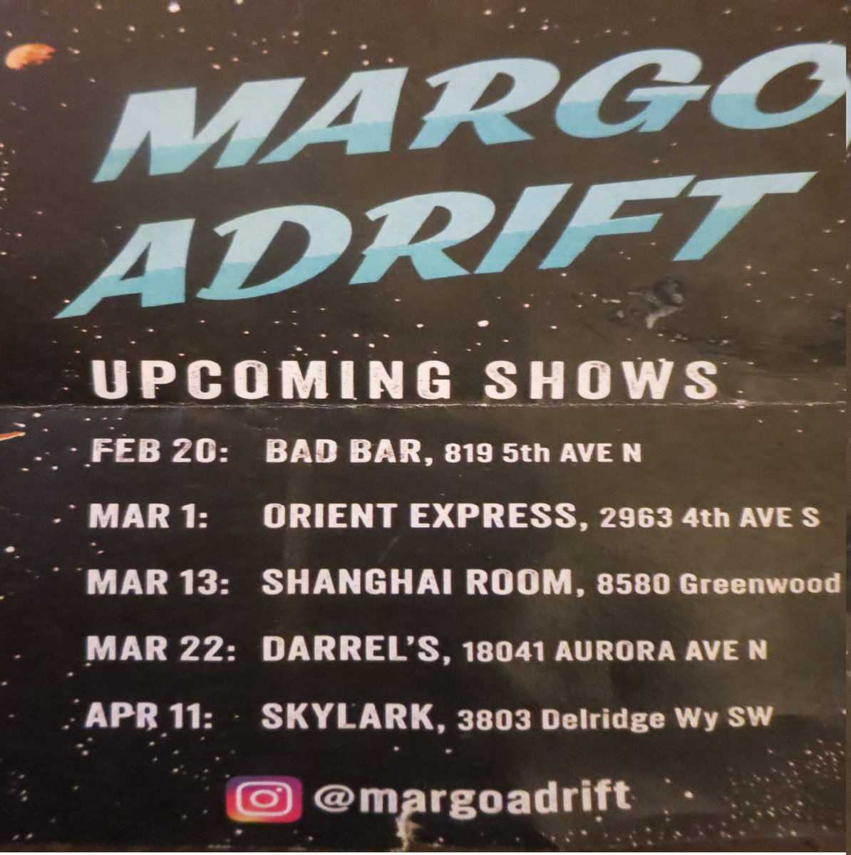 March Shows Margo Adrift