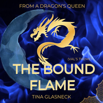 The Bound Flame Blue Fiery background with moon and gold dragon