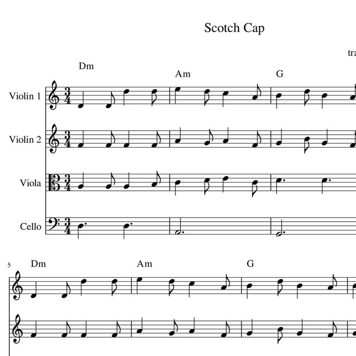 Scotch Cap Playford string quartet harmony sheet music Celtic