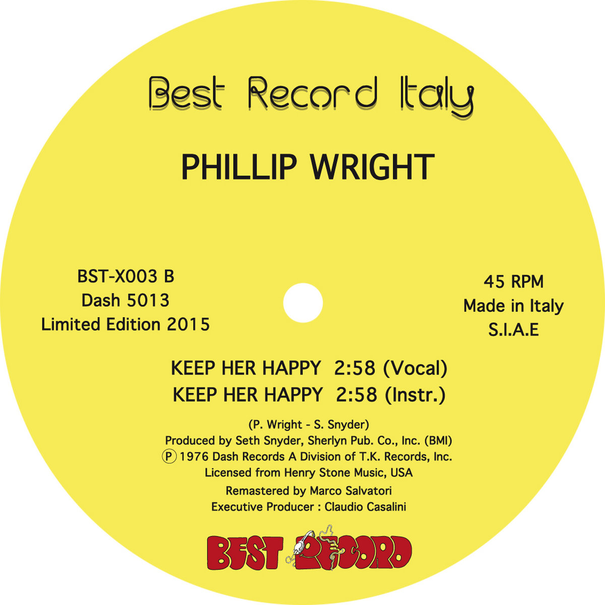 Keep Her Happy [BST-X003] | PHILLIP WRIGHT | Best Record