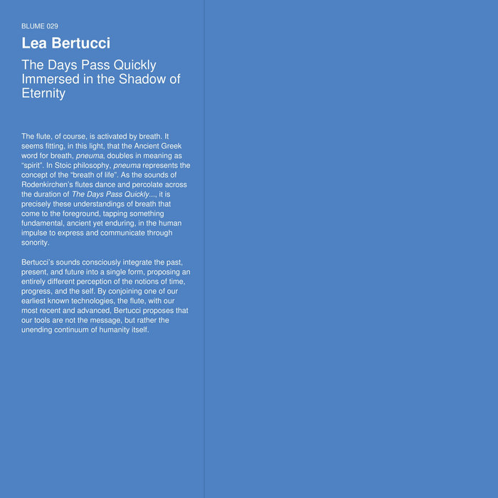 Pochette de The Days Pass Quickly Immersed in the Shadow of Eternity par Lea Bertucci