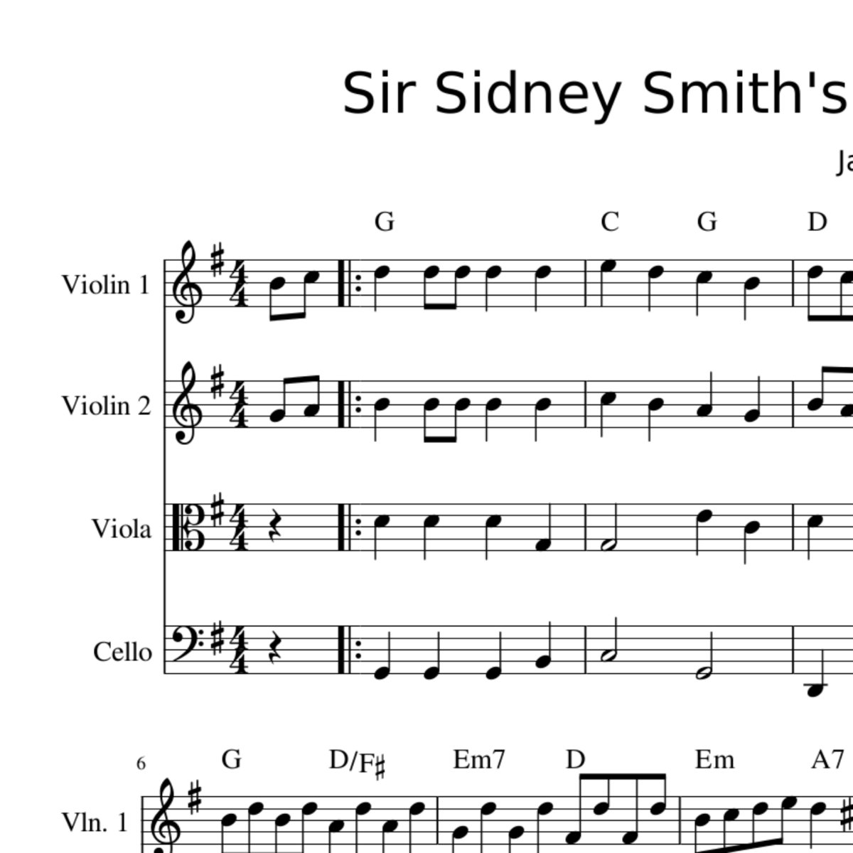 Sir Sidney Smith's March Northumbrian Folk Baroque Sheet Music