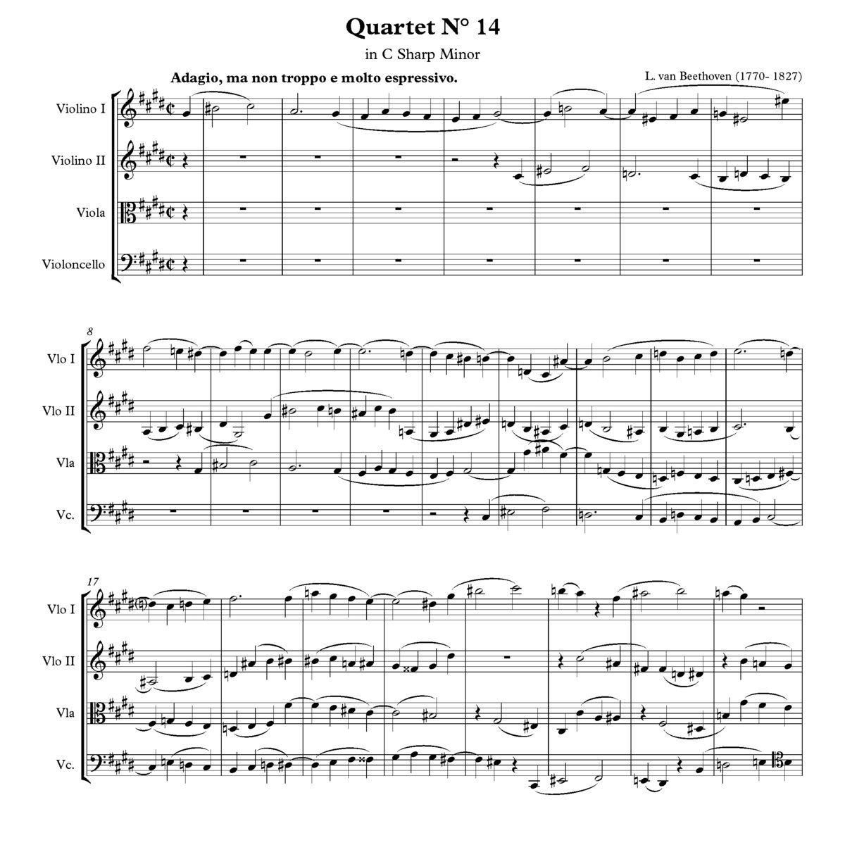 beethoven 7th symphony string qartet