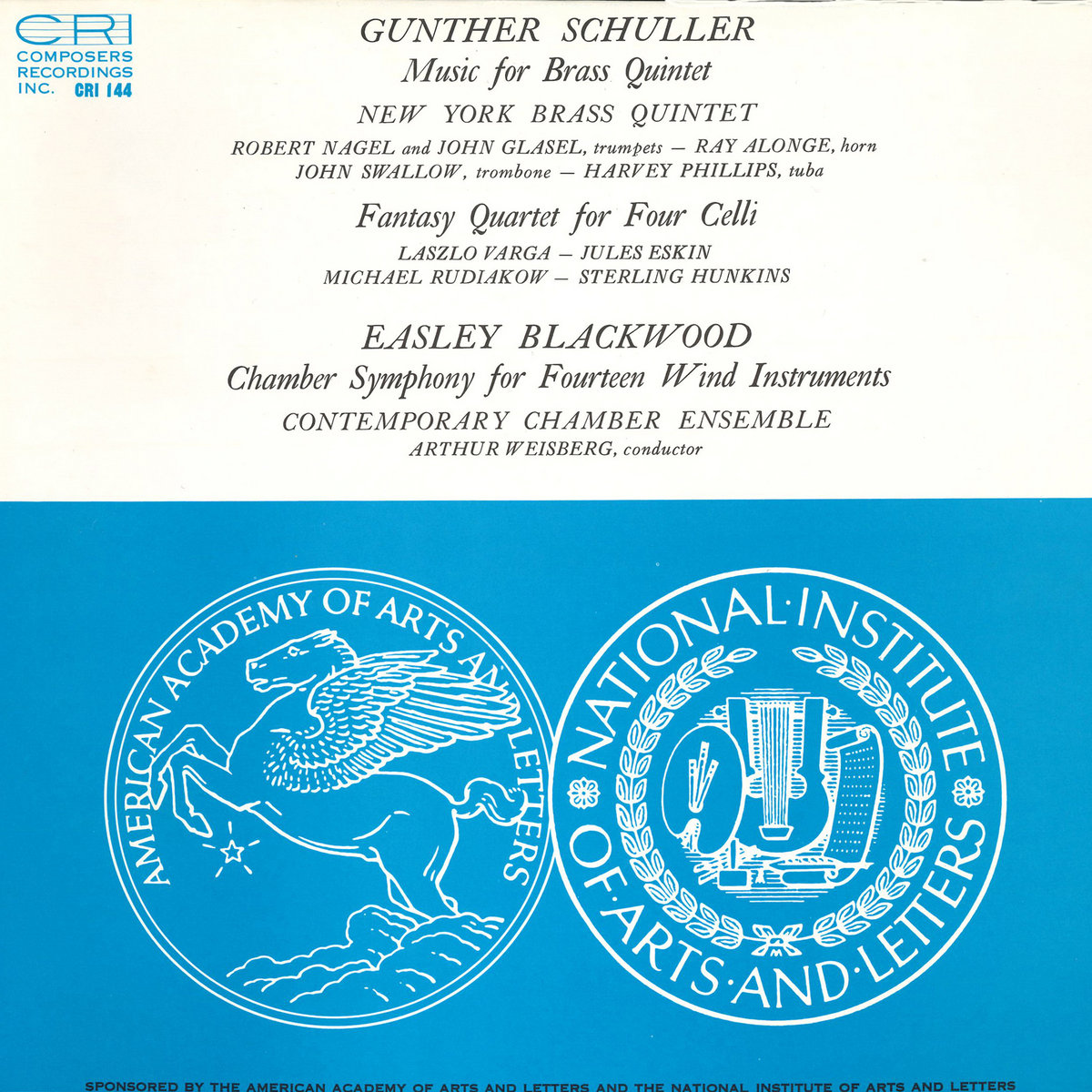 Gunther Schuller & Easley Blackwood Chamber Works New York Brass