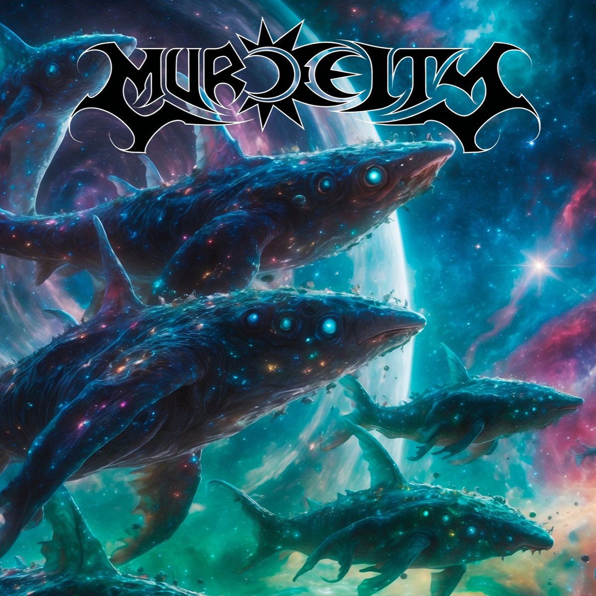 Ballenas cósmicas en el artwork de Final Journey