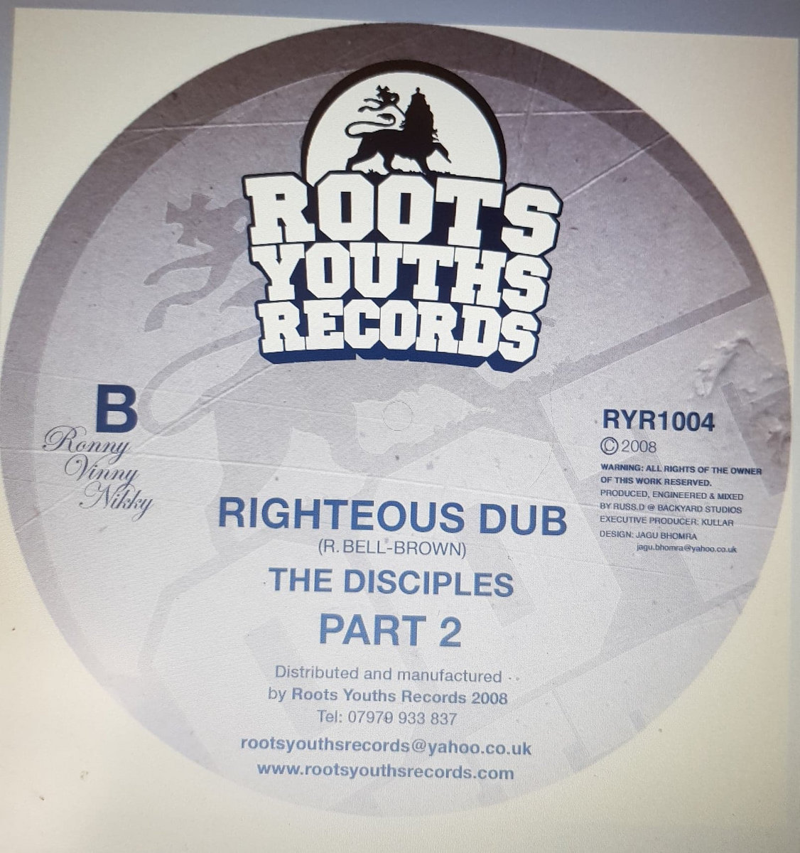 RIGHTEOUS DUB THE DISCIPLES | ROOTS YOUTHS RECORD