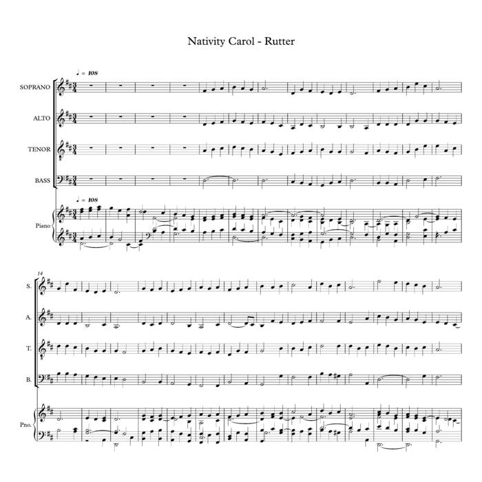 Nativity Carol John Rutter Choral Music Practice Files