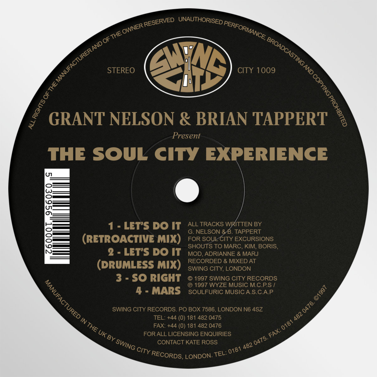 ☆Sound City Music☆ Plaque R&B soul The Soul City Experience | Grant Nelson & Brian Tappert | Grant Nelson