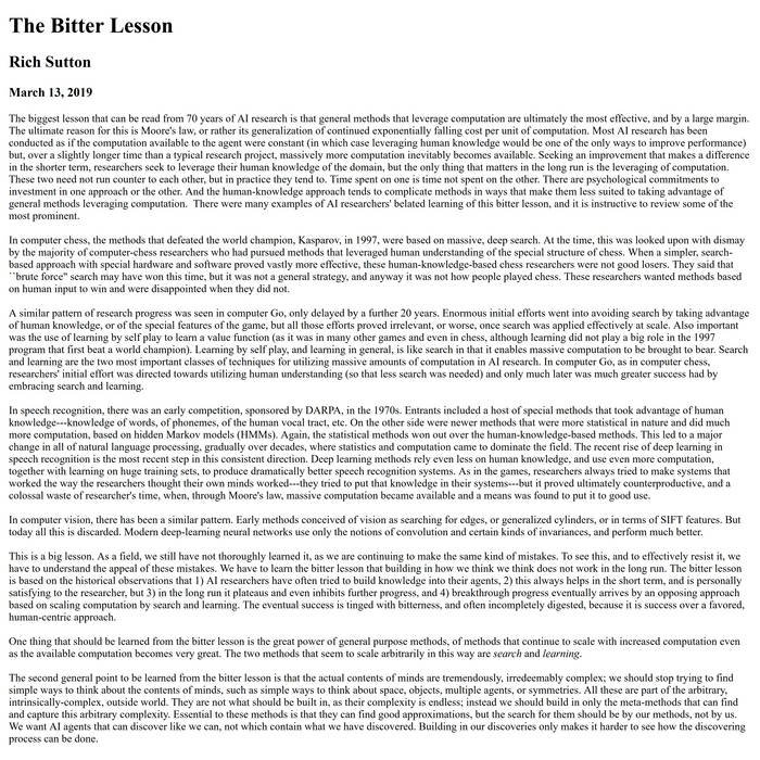 The Bitter Lesson Casually Read