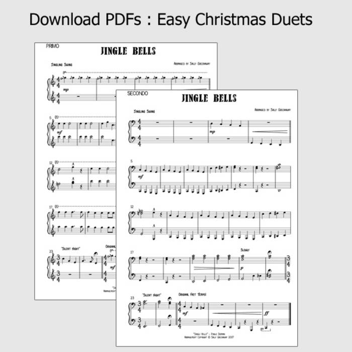 PDF Chart: Easy Christmas Duets [piano: 4 hands] | Sally Greenaway