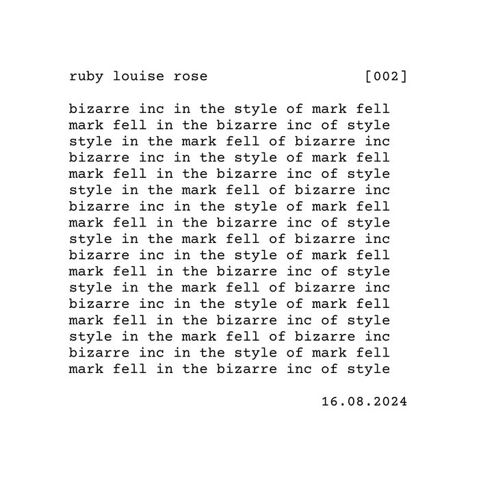 Bizarre Inc In The Style of Mark Fell, by Ruby Louise Rose