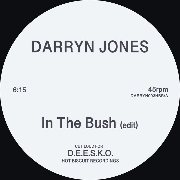 DARRYN JONES “ In The Bush/Now I Know” 12” Vinyl Only | Darryn