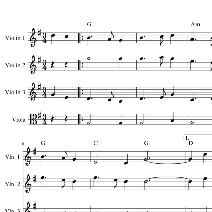 South Wind Harmony Sheet Music For Irish Waltz Tune String Quartet 