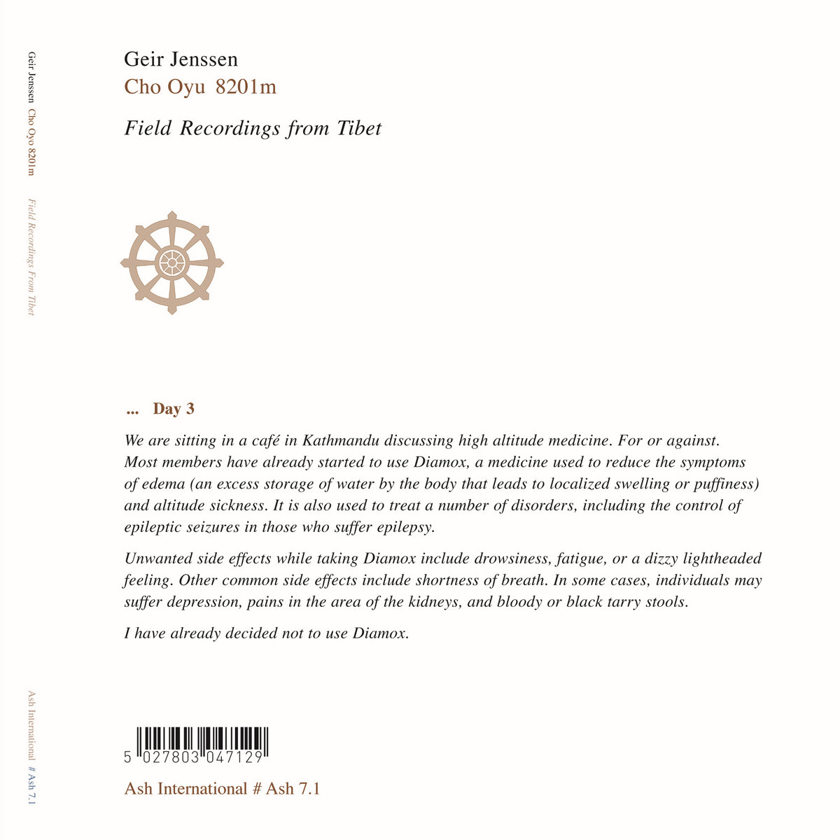 Cho Oyu 8201m (Field Recordings From Tibet) | Geir Jenssen | Ash