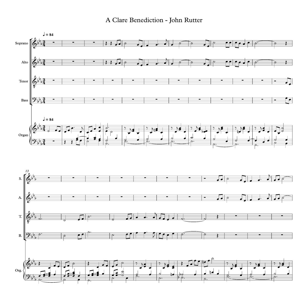 A Clare Benediction- John Rutter | Choral Music Practice Files