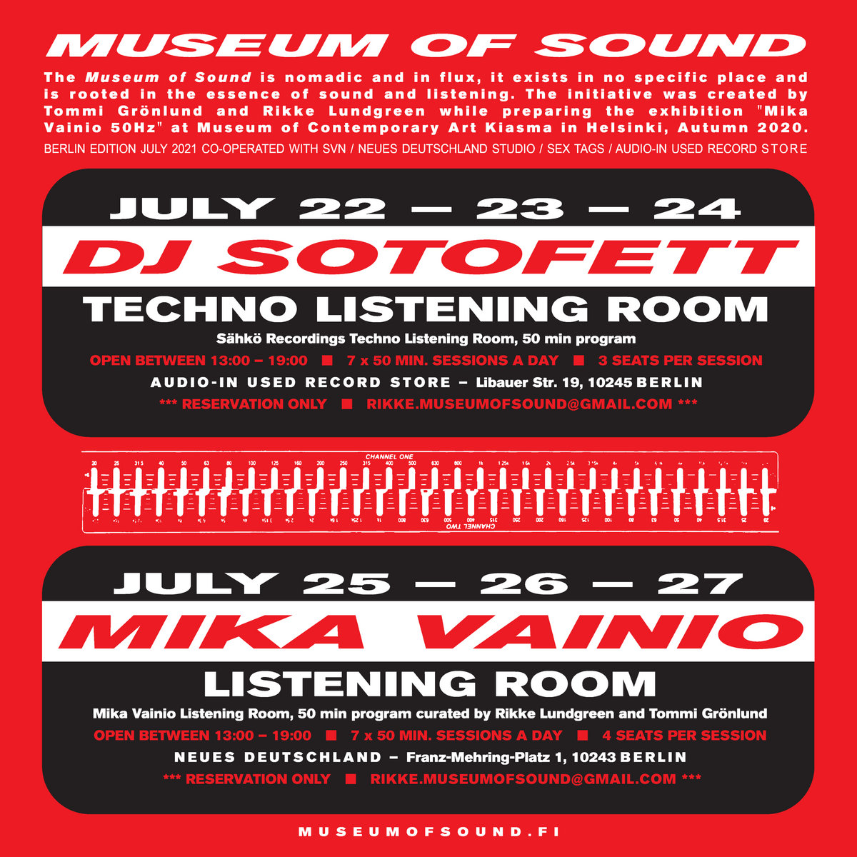 MUSEUM OF SOUND - DJ Sotofett Techno Listening Room the 22nd - 24th of July  2021 - at AUDIO-IN, BERLIN | DJ Sotofett