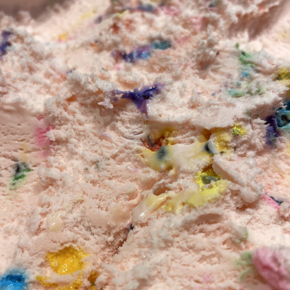 a closeup picture of cotton candy ice cream from stewart's