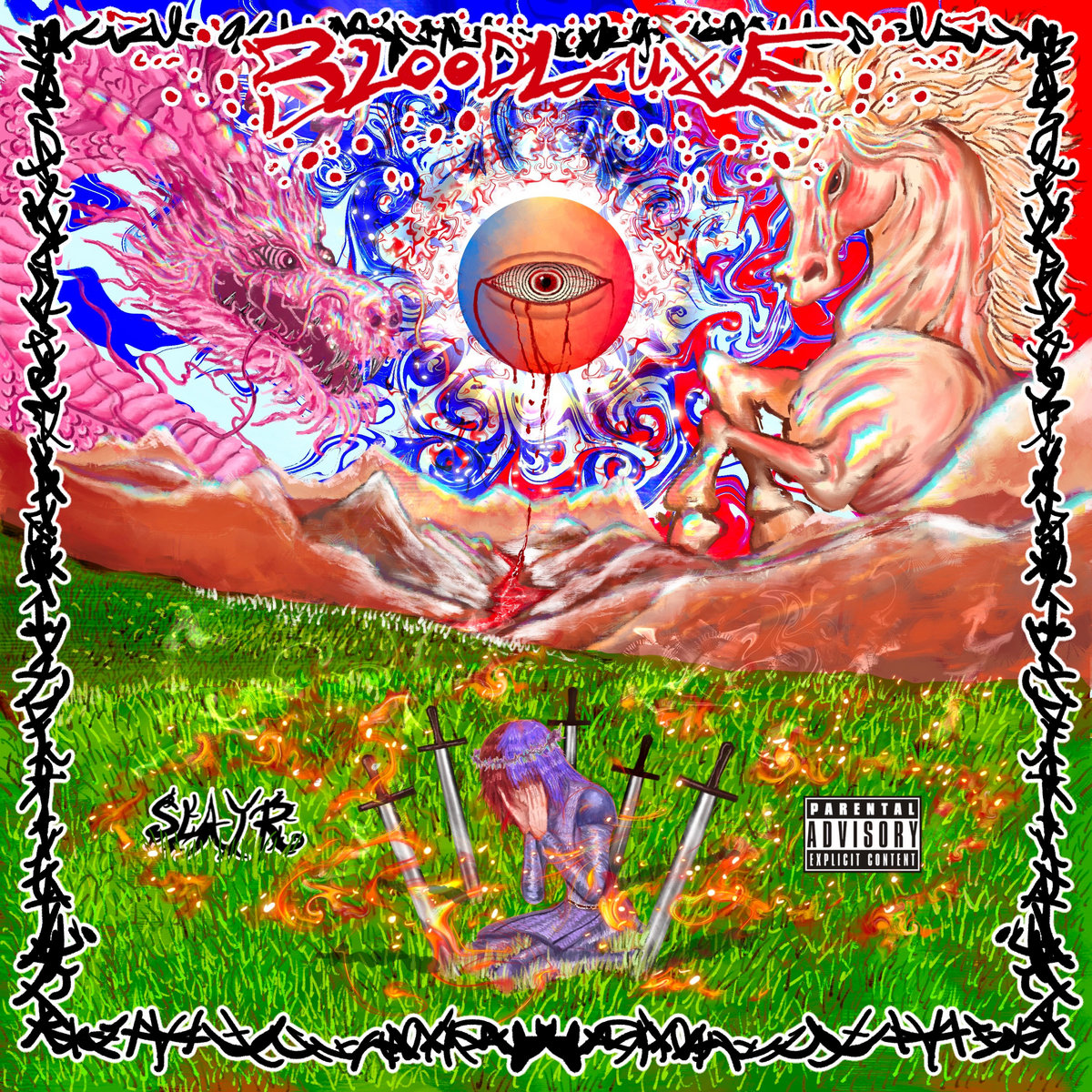 it's thje album cover, look it up if you see this lol