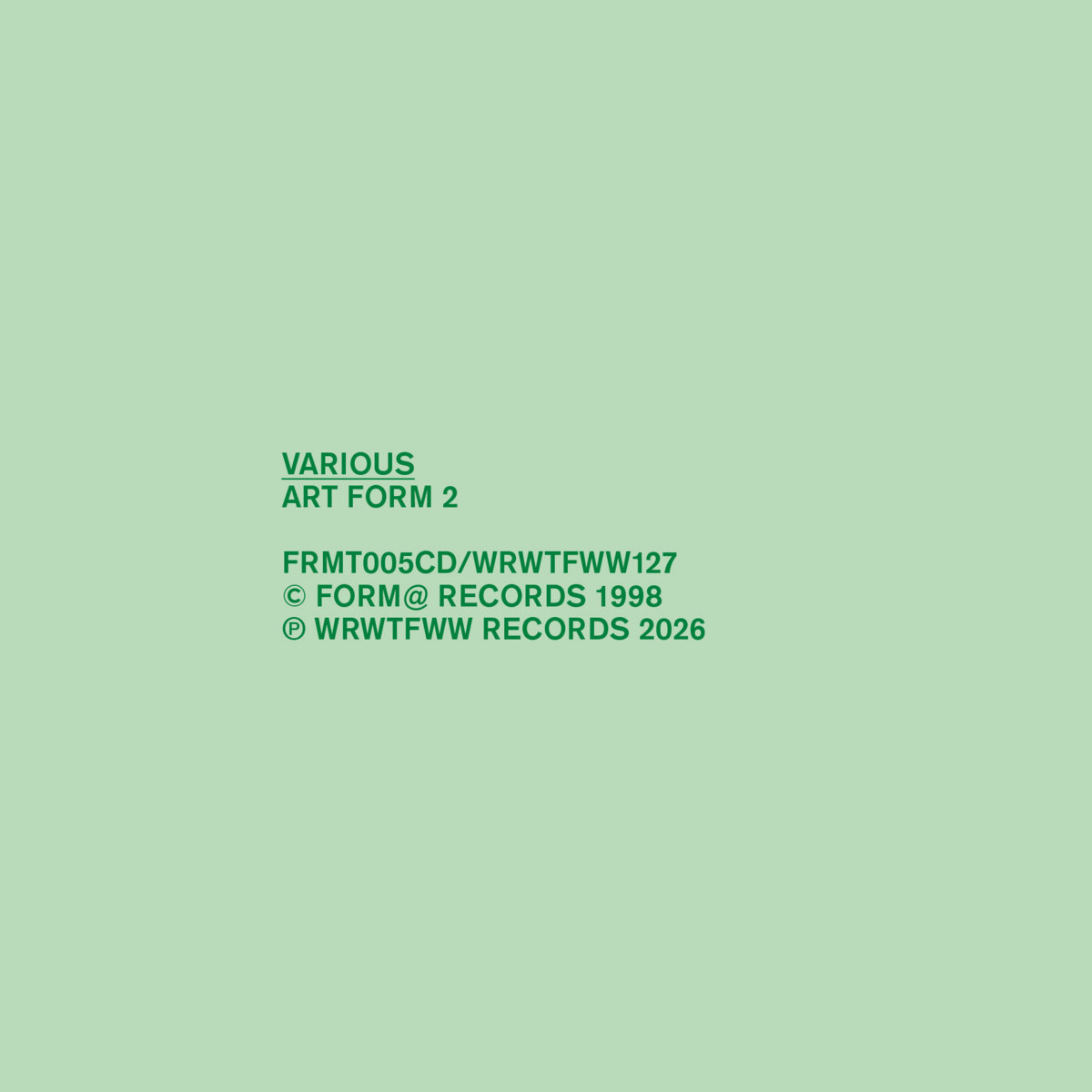 Art Form 2 by Various Artists (FORM@ RECORDS)