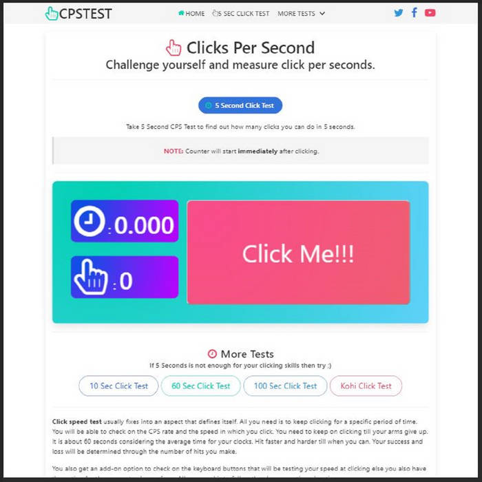 Click Speed Tester - Check Clicks Per Second