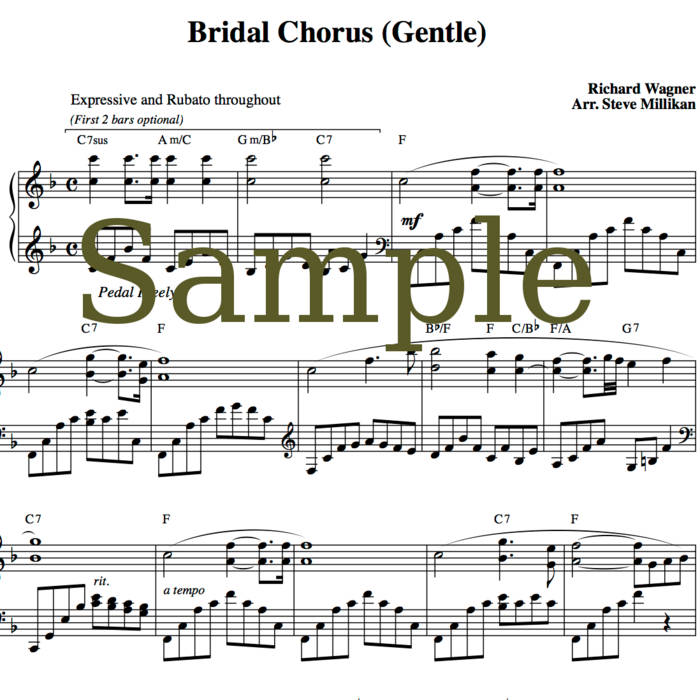 Bridal Chorus Sheet Music (Here Comes The Bride, Wedding March) Gentle  Piano, short & long versions | Wedding Music Project