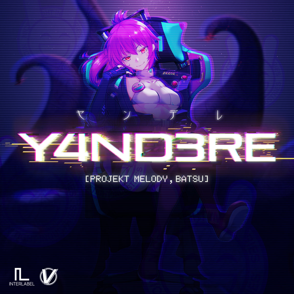 A woman with purple hair sitting in a chair in front of multiple tentacles. Text on cover reads "Y4ND3RE [PROJEKT MELODY, BATSU]"