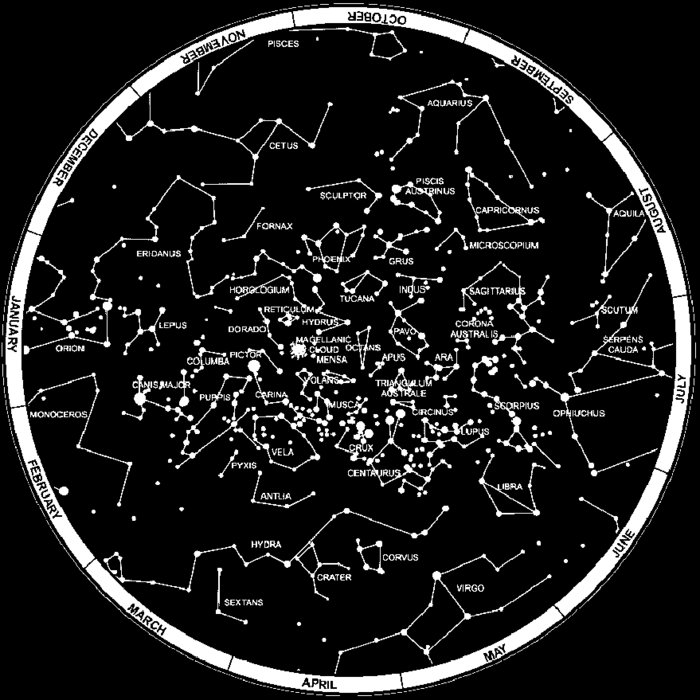 Карта звездного неба в определенную дату бесплатно