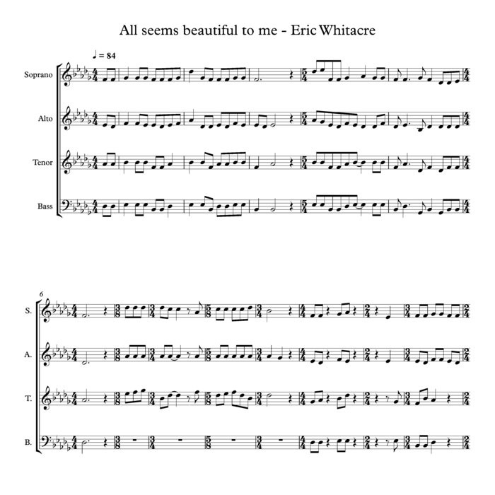 All seems beautiful to me Eric Whitacre Choral Music Practice Files