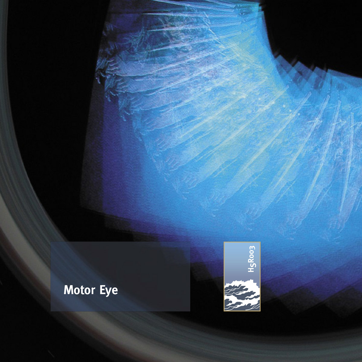 motor eye - cover: abstract blue shape, dark background)