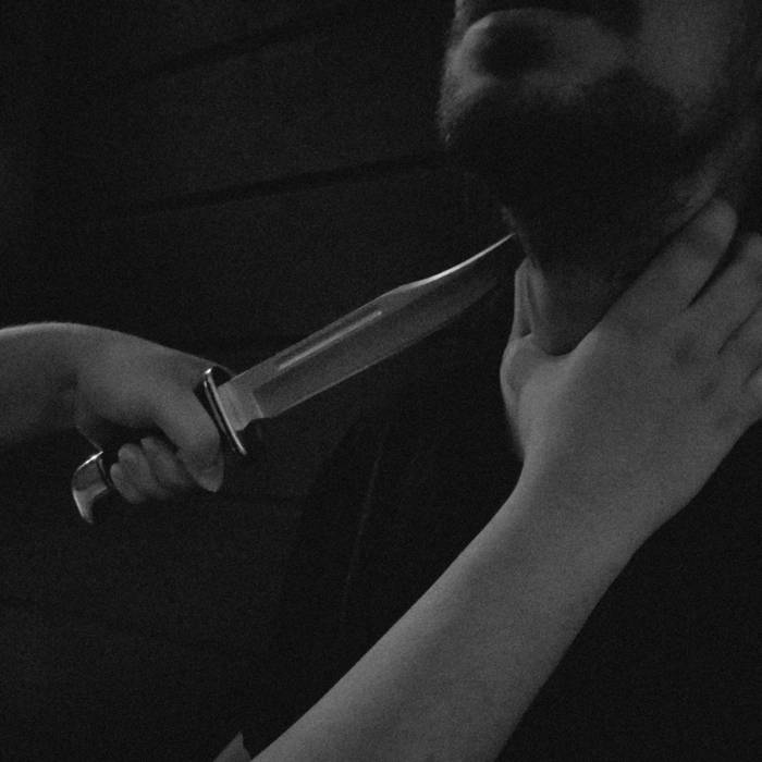 TÆL - TÆL Album cover. A black and white image of a man with a knife pressed against his throat
