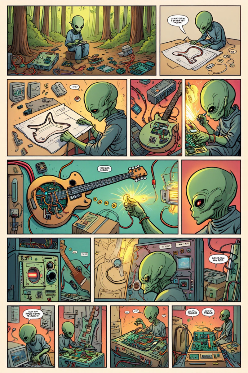Alien with guitar
