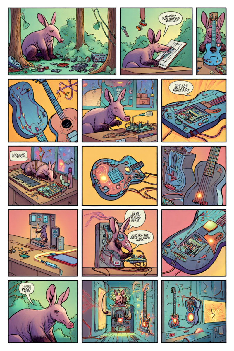 Aardvark with guitar
