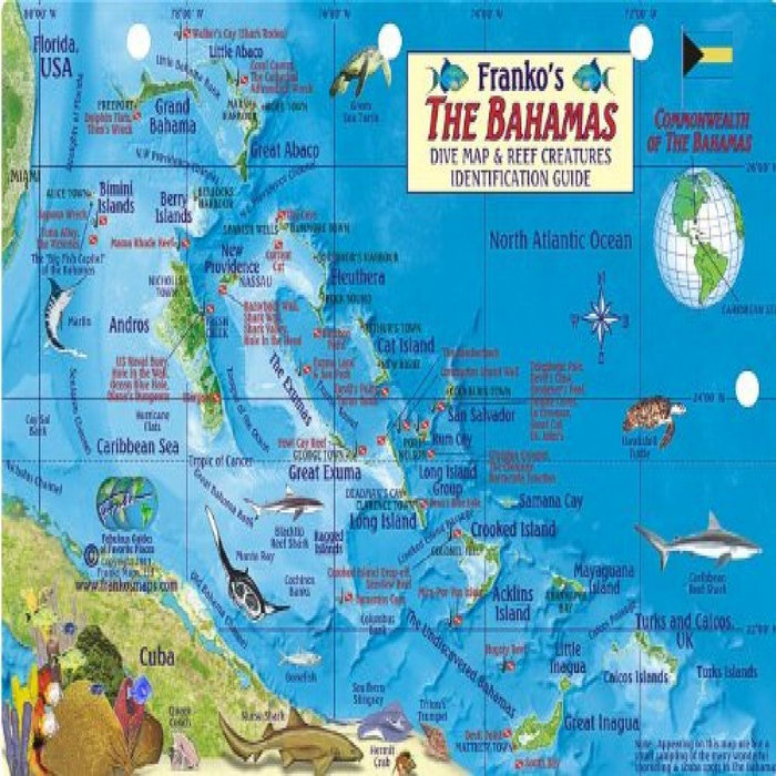 GET [EPUB KINDLE PDF EBOOK] Bahamas Map & Reef Creatures Guide Franko ...