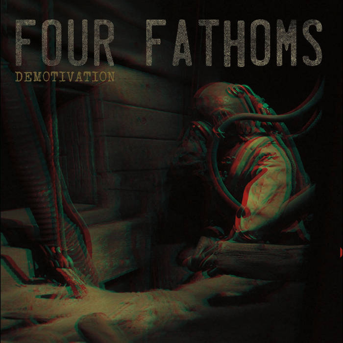 The cover image of Demotivation by Four Fathoms. The album cover is a 3D image of a diver underwater in an old style diving suit.