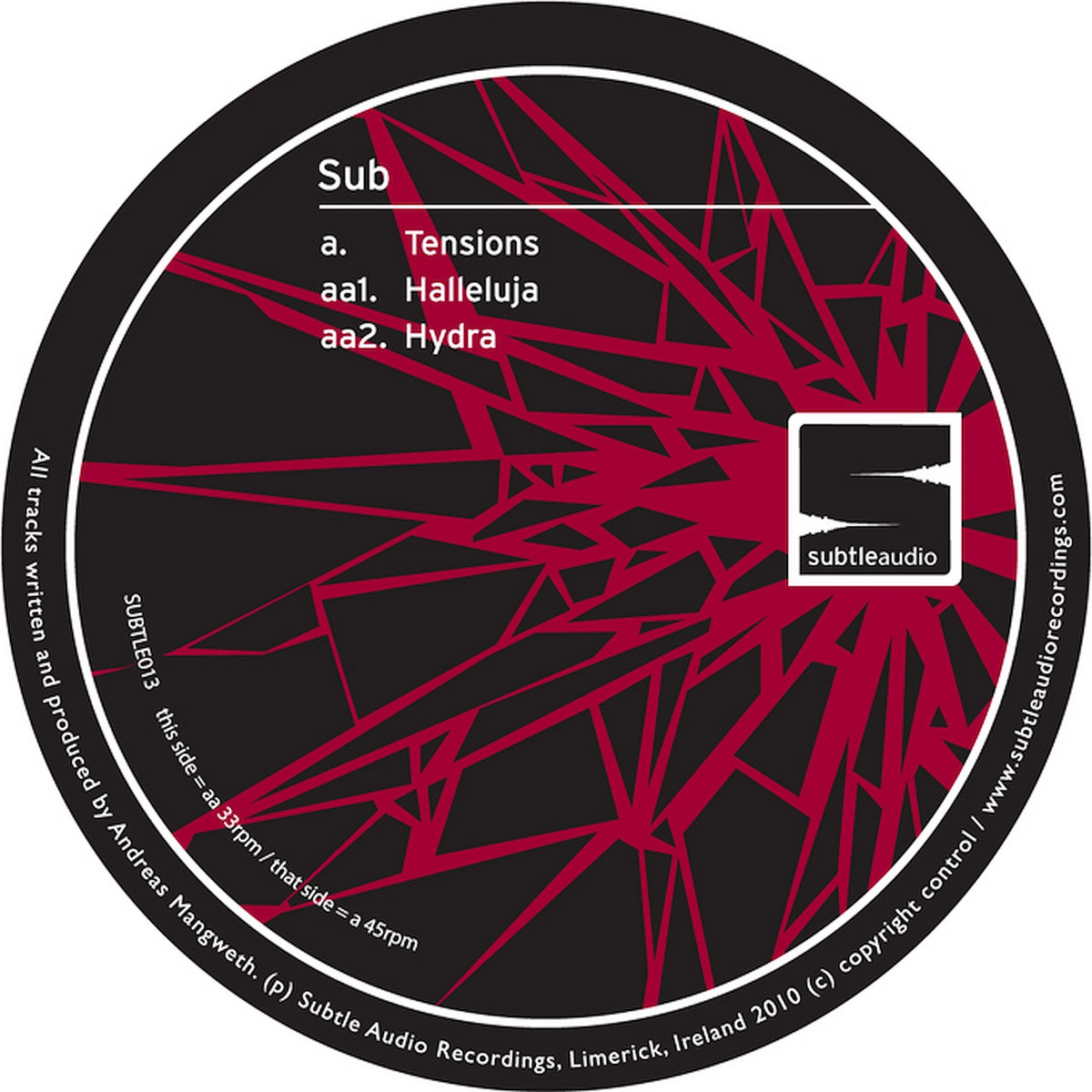 SUBTLE013 :: Sub - Tensions / Halleluja / Hydra cover