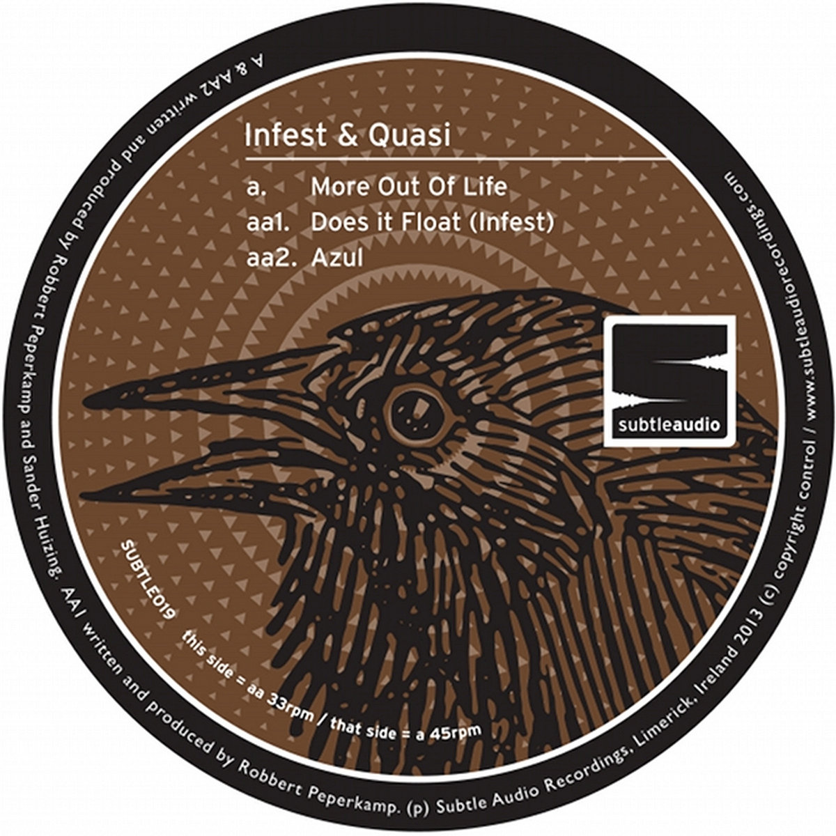 SUBTLE019 :: Infest & Quasi - More Out Of Life / Does It Float / Azul cover